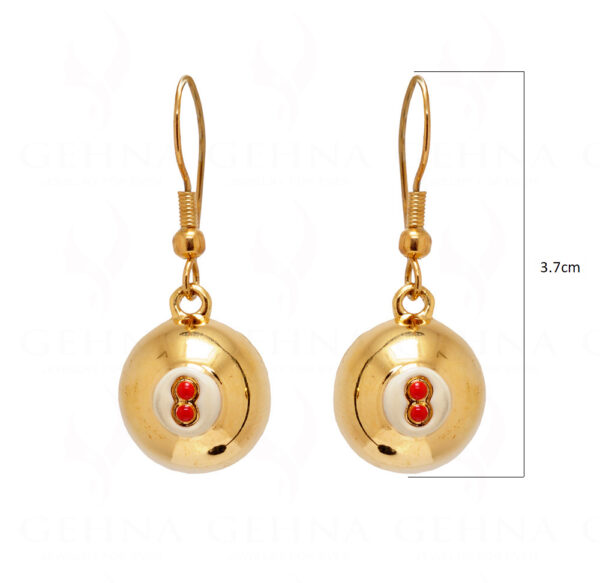 Red Onyx Studded Gold Plated Ball Shape Earrings FE-1121