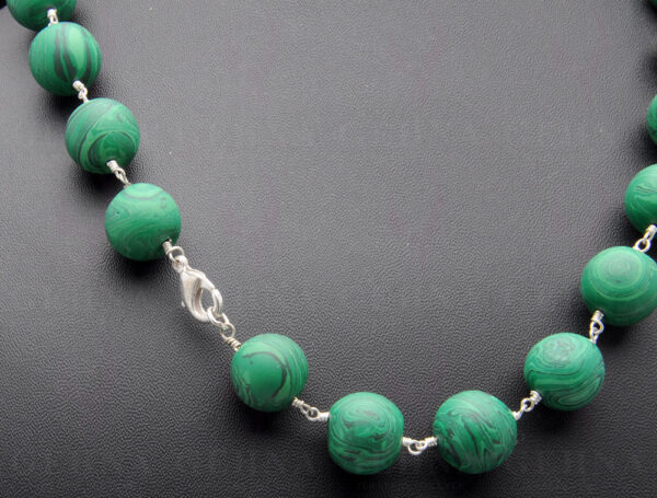 Malachite Gemstone Round Ball Shape Chain Knotted In .925 Sterling Silver CS-1121