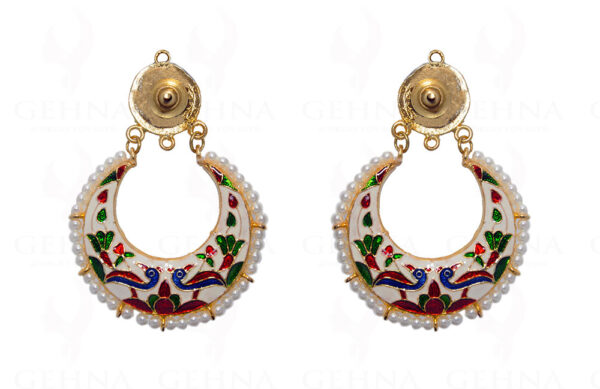 Pearl & Coral Gemstone Chand Bali Earring LE01-1121