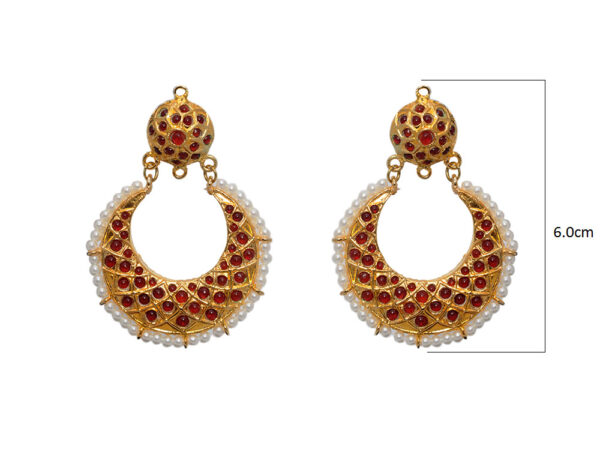 Pearl & Coral Gemstone Chand Bali Earring LE01-1121