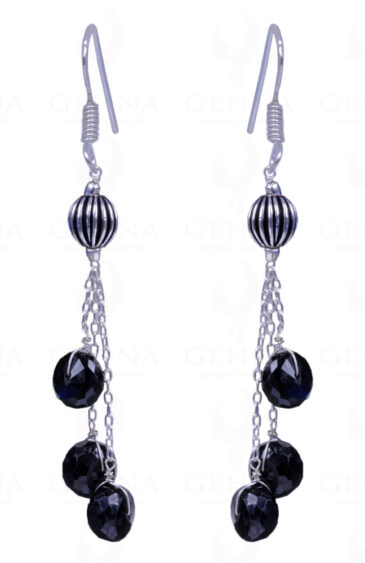 Black Spinel Gemstone Earrings Made In .925 Sterling Silver ES-1122