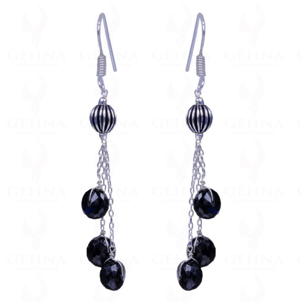 Black Spinel Gemstone Earrings Made In .925 Sterling Silver ES-1122