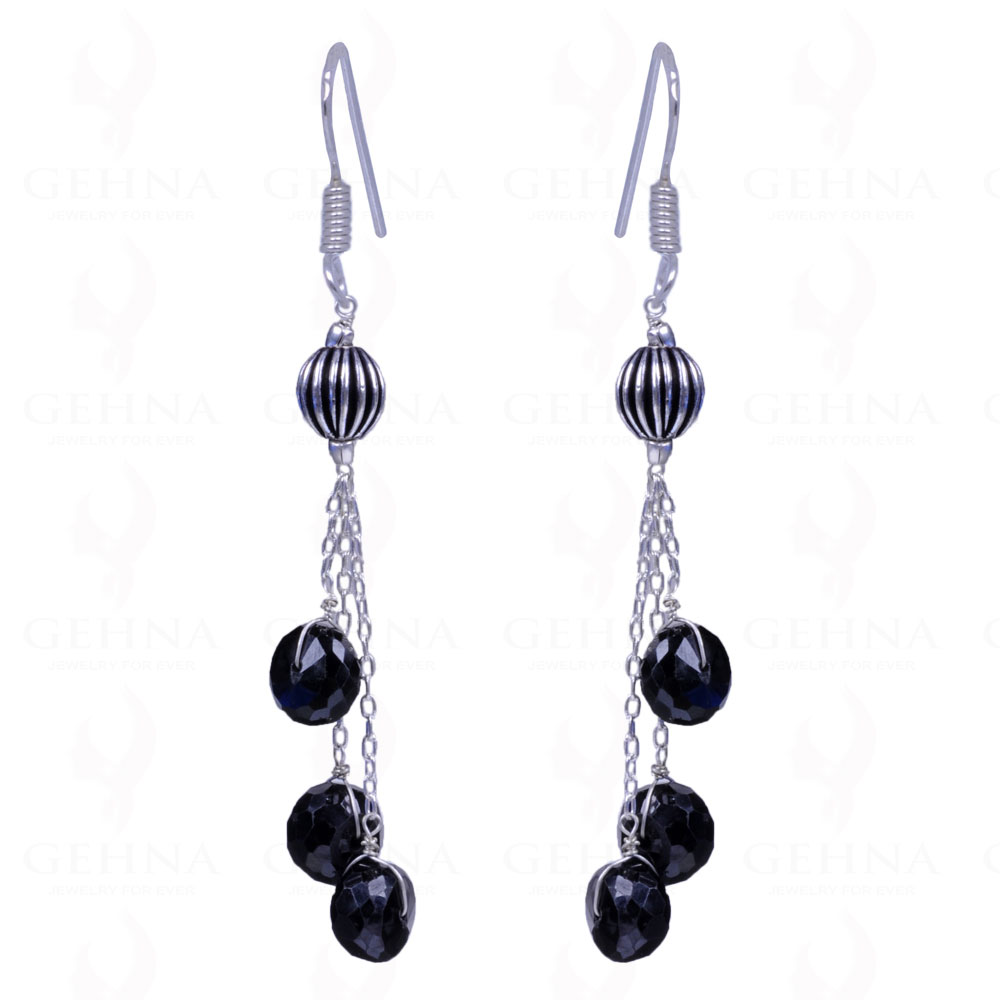 Black Spinel Gemstone Earrings Made In .925 Sterling Silver ES-1122