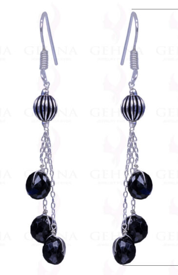 Black Spinel Gemstone Earrings Made In .925 Sterling Silver ES-1122