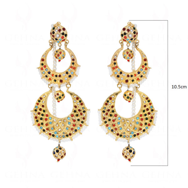 Multi Color Precious Gemstone Chand Bali Earring LE01-1122