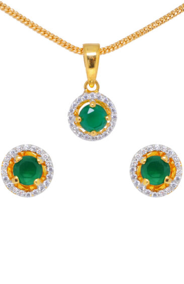 Emerald & Classic Topaz Studded Stunning Pendant & Earring Set FP-1123