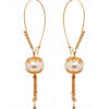 Simulated Diamond & Long Fringe Pearl Studded Tassel Earring FE-1123