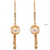 Simulated Diamond & Long Fringe Pearl Studded Tassel Earring FE-1123