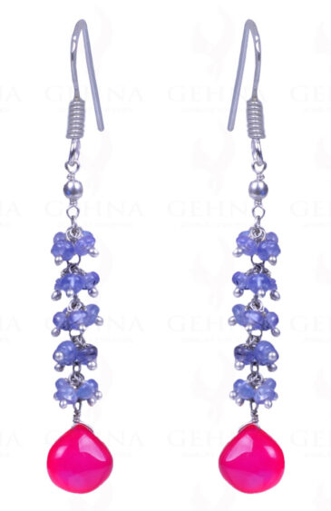 Pink Chalcedony & Tanzanite Gemstone .925 Sterling Silver Earrings ES-1124