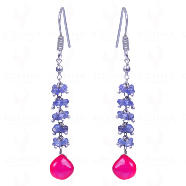 Pink Chalcedony & Tanzanite Gemstone .925 Sterling Silver Earrings ES-1124