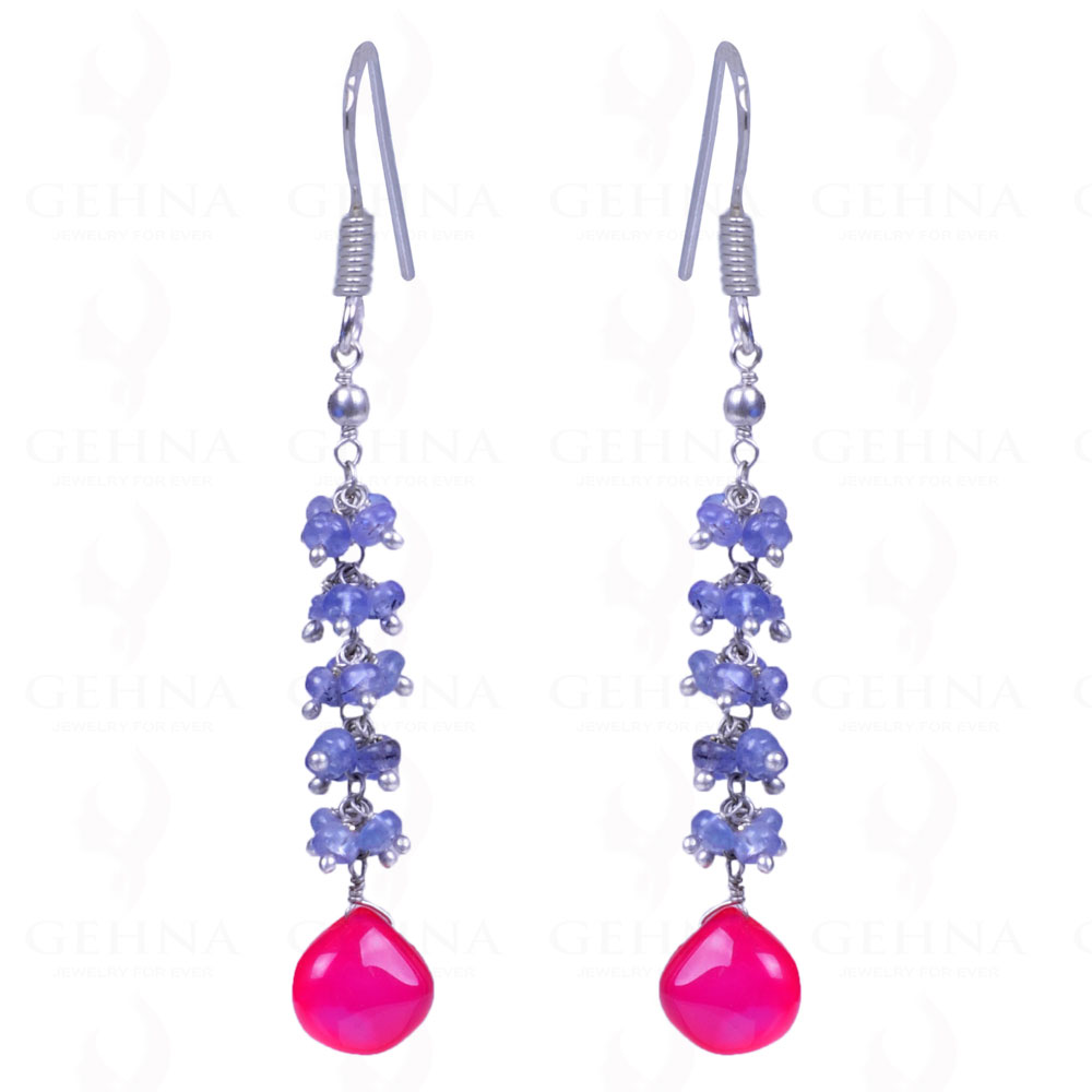 Pink Chalcedony & Tanzanite Gemstone .925 Sterling Silver Earrings ES-1124