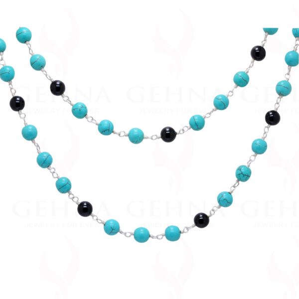 Turquoise & Spinel Gemstone Bead Chain Knotted In .925 Sterling Silver CS-1124