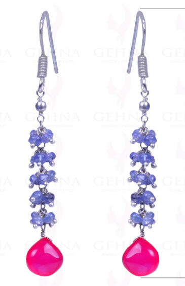 Pink Chalcedony & Tanzanite Gemstone .925 Sterling Silver Earrings ES-1124