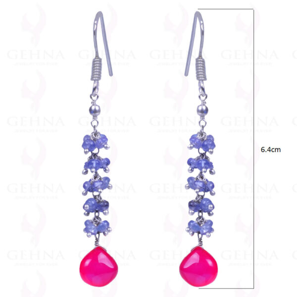 Pink Chalcedony & Tanzanite Gemstone .925 Sterling Silver Earrings ES-1124