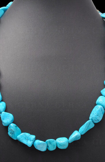 Blue Turquoise Gemstone Tumble Bead String Necklace NS-1124