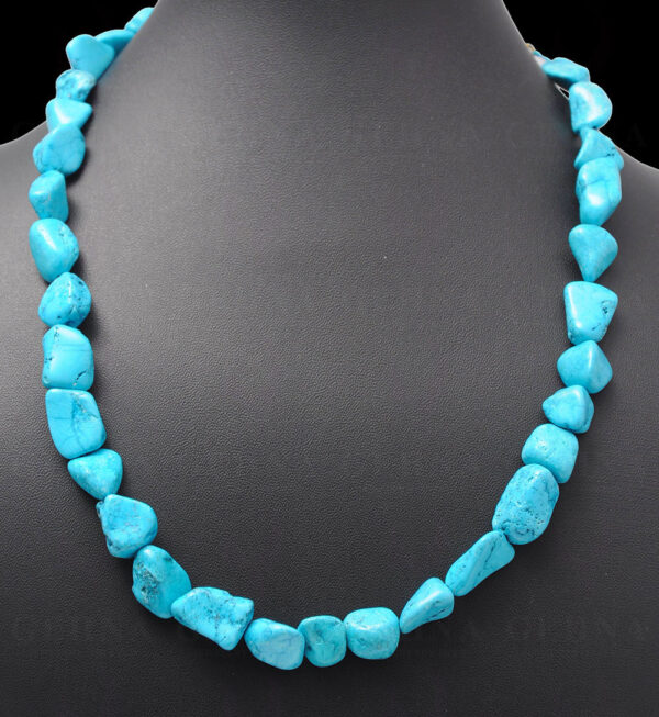 Blue Turquoise Gemstone Tumble Bead String Necklace NS-1124