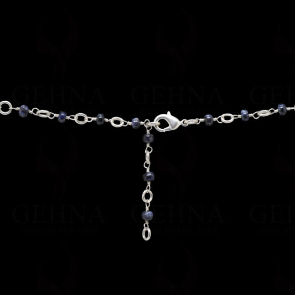 Pearl & Blue Sapphire Gemstone Bead Necklace In .925 Sterling Silver Cm1124