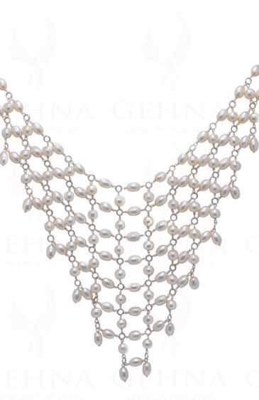 Pearl Knotted Necklace In .925 Sterling Silver Cm1125