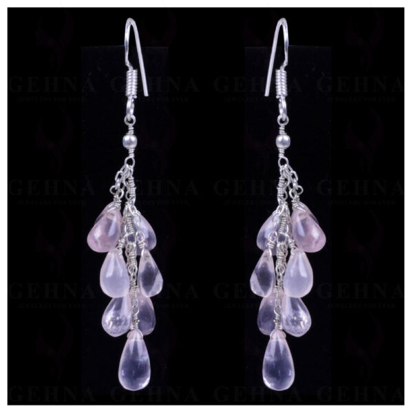 Rose Quartz Gemstone Drops Earrings Made In .925 Sterling Silver ES-1125