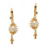Simulated Diamond & Pearl Studded Gold Plated Earrings FE-1125