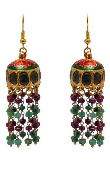 Emerald & Ruby Gemstone Faceted Bead Earring LE01-1125