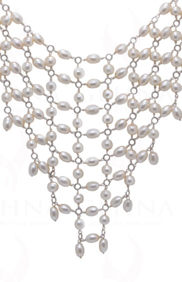Pearl Knotted Necklace In .925 Sterling Silver Cm1125