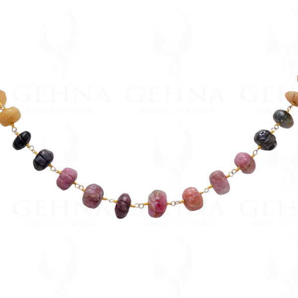 Multi Tourmaline Gemstone Bead Chain Knotted In .925 Sterling Silver CS-1125