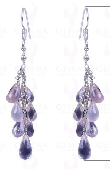 Rose Quartz Gemstone Drops Earrings Made In .925 Sterling Silver ES-1125