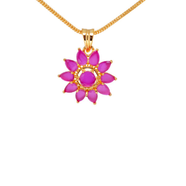 Elegant Ruby Studded Flower Shaped Classy Pendant & Earring Set FP-1125