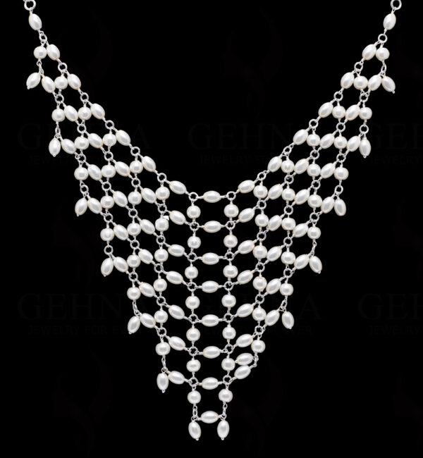 Pearl Knotted Necklace In .925 Sterling Silver Cm1125