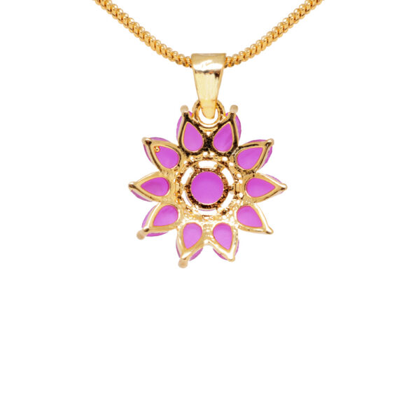 Elegant Ruby Studded Flower Shaped Classy Pendant & Earring Set FP-1125