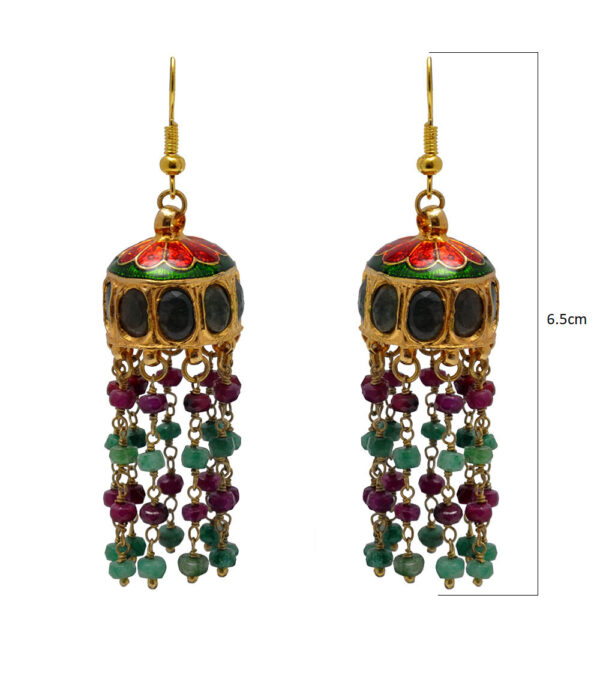 Emerald & Ruby Gemstone Faceted Bead Earring LE01-1125