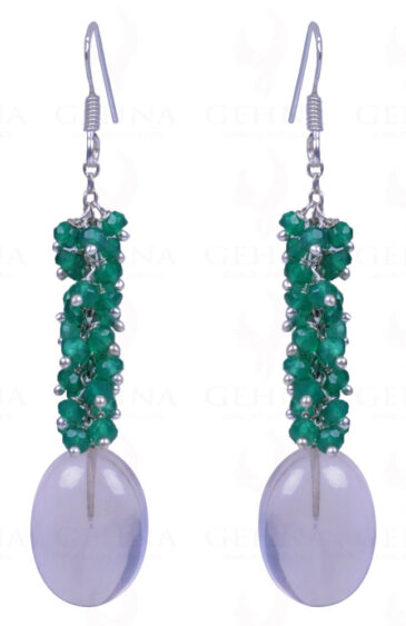 Rose Quartz & Green Onyx Gemstone Earrings Made With .925 Sterling Silver ES-1126