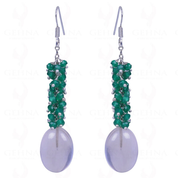 Rose Quartz & Green Onyx Gemstone Earrings Made With .925 Sterling Silver ES-1126