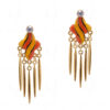 Simulated Diamond Metallic Gold Tassel Dangle Earring FE-1126
