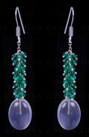 Rose Quartz & Green Onyx Gemstone Earrings Made With .925 Sterling Silver ES-1126