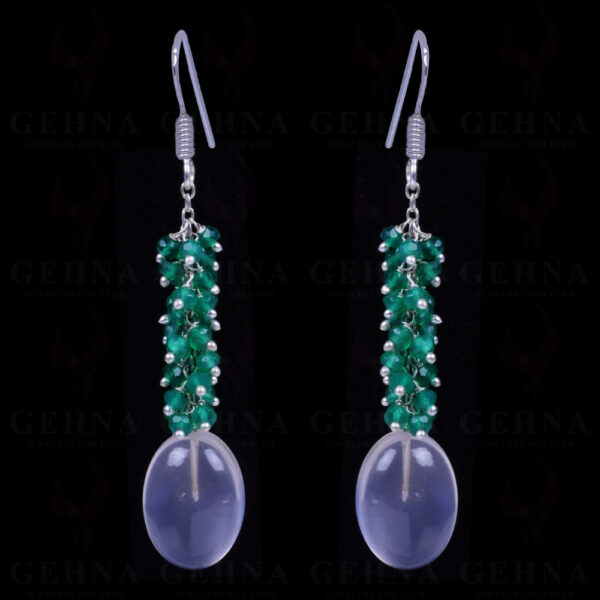 Rose Quartz & Green Onyx Gemstone Earrings Made With .925 Sterling Silver ES-1126