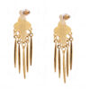 Simulated Diamond Metallic Gold Tassel Dangle Earring FE-1126