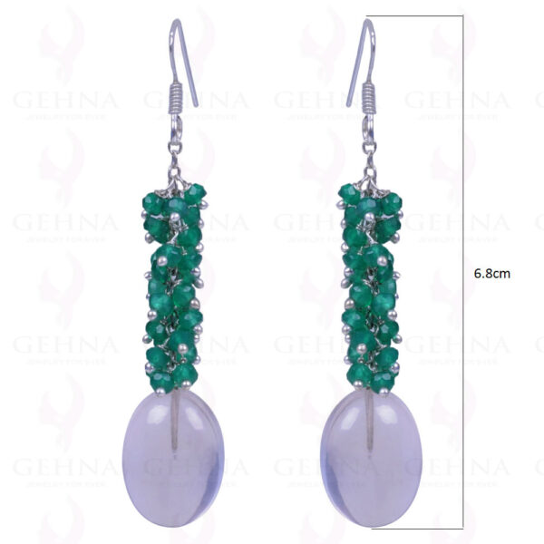 Rose Quartz & Green Onyx Gemstone Earrings Made With .925 Sterling Silver ES-1126