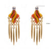 Simulated Diamond Metallic Gold Tassel Dangle Earring FE-1126