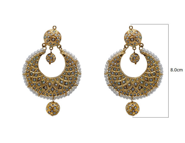 Pearl Studded Moon Shaped Chand Bali Lac Earring With Enamel Work LE01-1127