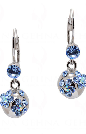 Simulated Diamond Sterling Silver Balled Dangle Festive Earrings FE-1128