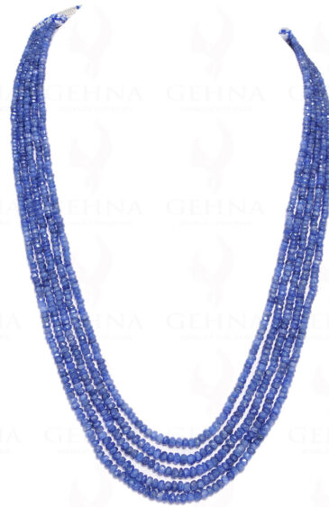 5 Rows Of Natural B. Mines Blue Sapphire Gemstone Faceted Bead NP-1128