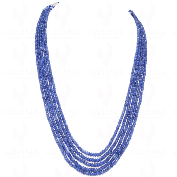 5 Rows Of Natural B. Mines Blue Sapphire Gemstone Faceted Bead NP-1128