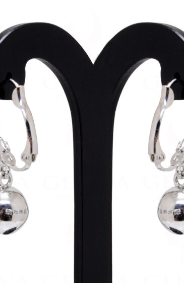 Simulated Diamond Sterling Silver Balled Dangle Festive Earrings FE-1128