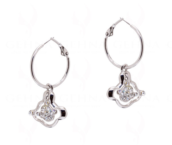 Simulated Diamond Silver Plated Dangle Earrings FE-1129