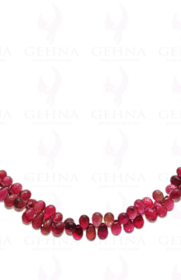 Pink Tourmaline Gemstone Faceted Drop Shaped Bead Necklace NS-1129