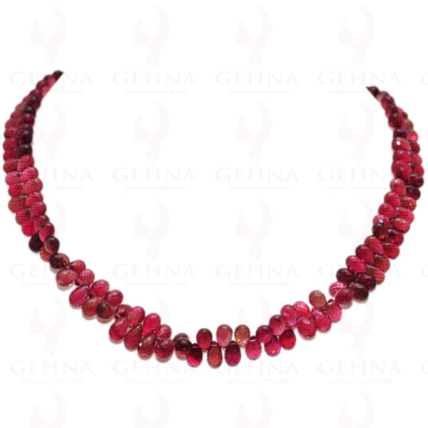 Pink Tourmaline Gemstone Faceted Drop Shaped Bead Necklace NS-1129