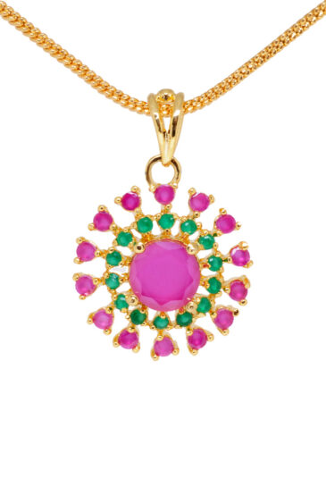Ethnic Ruby & Emerald Studded Trendy Pendant & Earring Set And Girls FP-1129