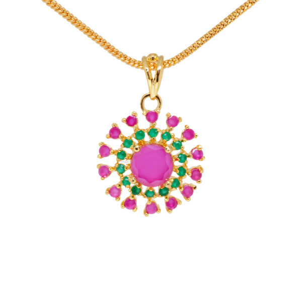 Ethnic Ruby & Emerald Studded Trendy Pendant & Earring Set And Girls FP-1129